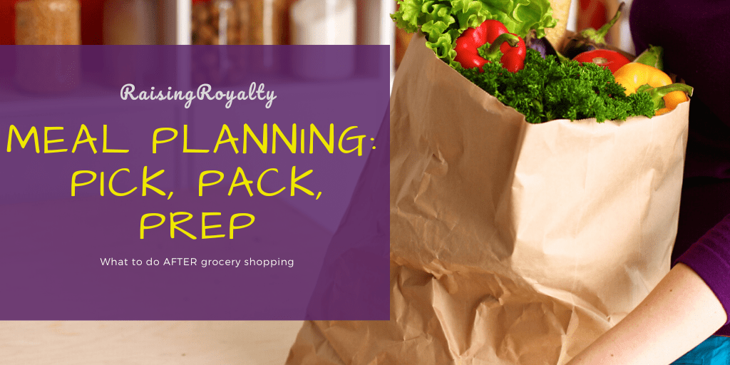 After you get the groceries, a meal plan for a busy mom moves into picking, packing and prepping the food. Title image